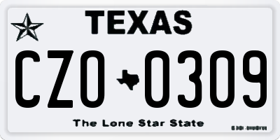 TX license plate CZO0309