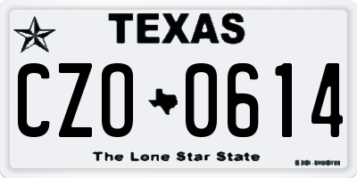 TX license plate CZO0614
