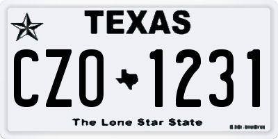 TX license plate CZO1231