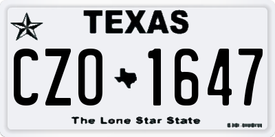 TX license plate CZO1647