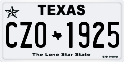 TX license plate CZO1925