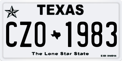 TX license plate CZO1983