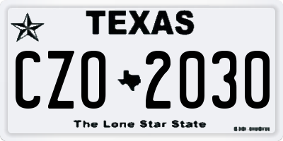 TX license plate CZO2030