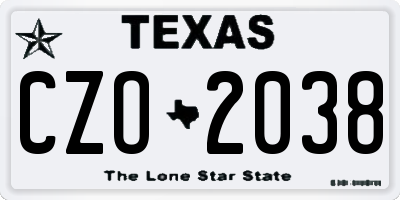 TX license plate CZO2038