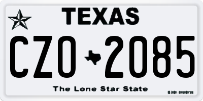 TX license plate CZO2085
