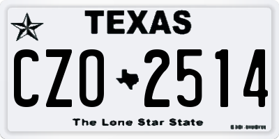 TX license plate CZO2514
