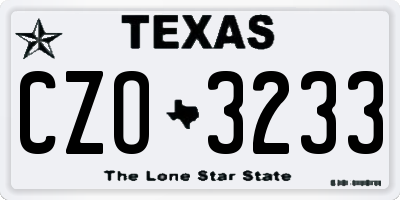 TX license plate CZO3233