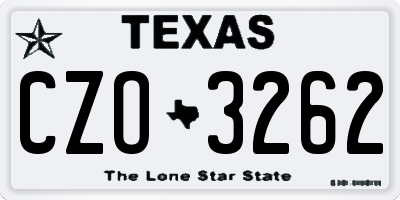 TX license plate CZO3262