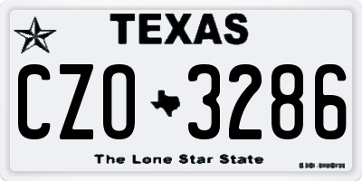 TX license plate CZO3286