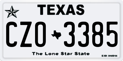 TX license plate CZO3385