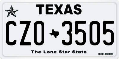TX license plate CZO3505