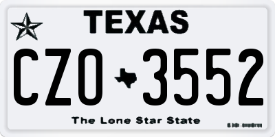 TX license plate CZO3552