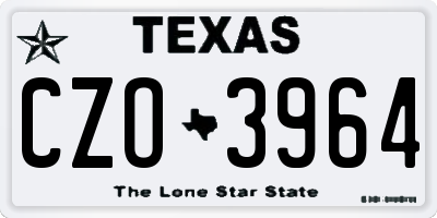 TX license plate CZO3964
