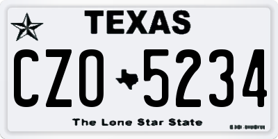 TX license plate CZO5234