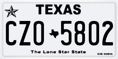 TX license plate CZO5802