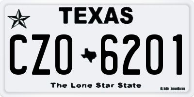 TX license plate CZO6201