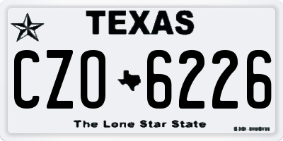 TX license plate CZO6226