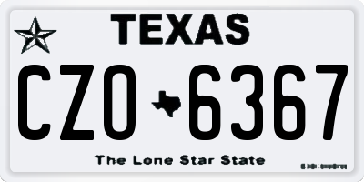 TX license plate CZO6367