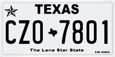 TX license plate CZO7801