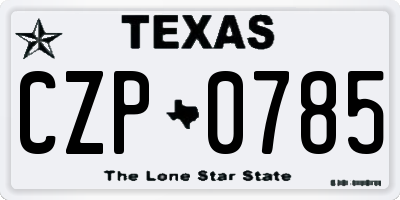 TX license plate CZP0785