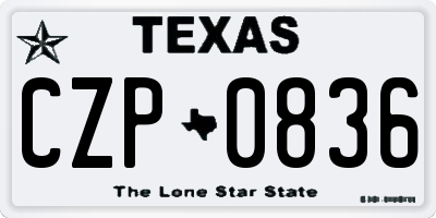 TX license plate CZP0836