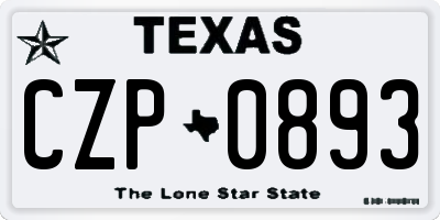 TX license plate CZP0893