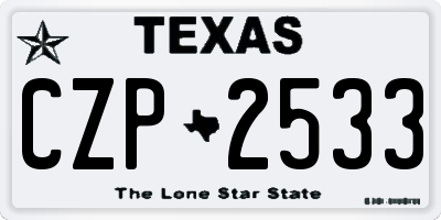 TX license plate CZP2533