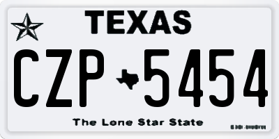 TX license plate CZP5454