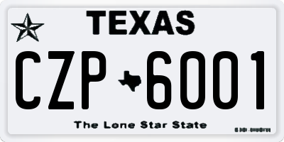 TX license plate CZP6001
