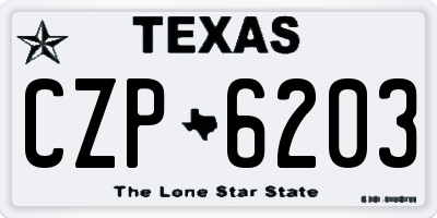 TX license plate CZP6203
