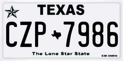 TX license plate CZP7986