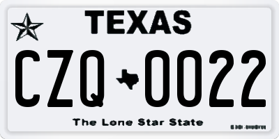 TX license plate CZQ0022