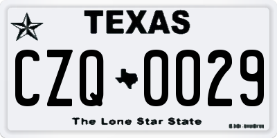 TX license plate CZQ0029