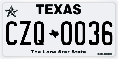 TX license plate CZQ0036