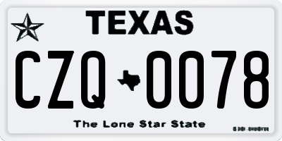 TX license plate CZQ0078
