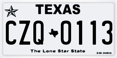 TX license plate CZQ0113