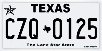 TX license plate CZQ0125