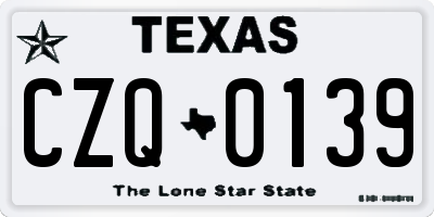 TX license plate CZQ0139