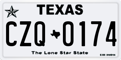 TX license plate CZQ0174