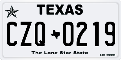 TX license plate CZQ0219