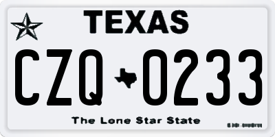TX license plate CZQ0233