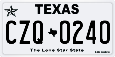 TX license plate CZQ0240