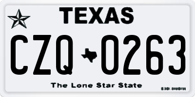 TX license plate CZQ0263