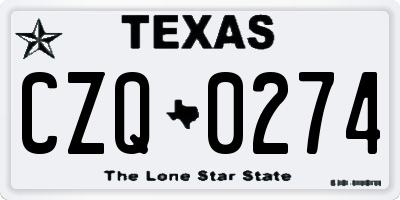 TX license plate CZQ0274