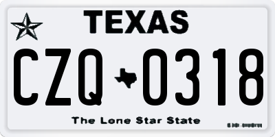 TX license plate CZQ0318