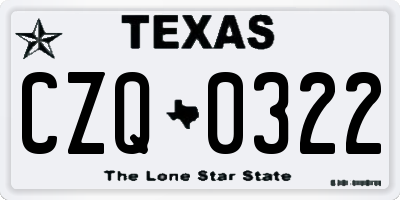 TX license plate CZQ0322