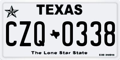 TX license plate CZQ0338