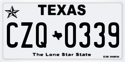 TX license plate CZQ0339