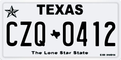 TX license plate CZQ0412