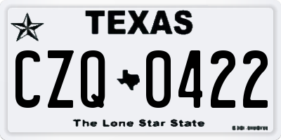 TX license plate CZQ0422